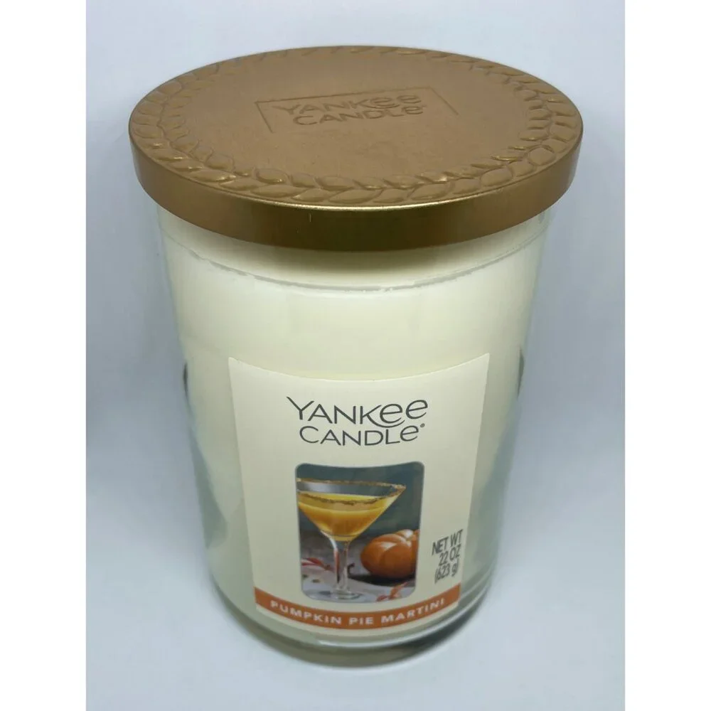 YANKEE CANDLE Pumpkin Pie Martini 22oz Large Jar Tumbler Candle 2-Wick Spice - Picture 2 of 8
